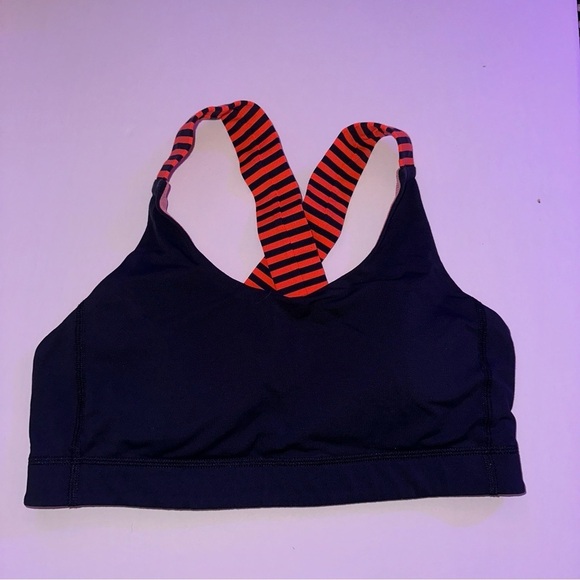 Lululemon All Sport Bra III Orange Stripe Navy Flare size 2 - Picture 4 of 5